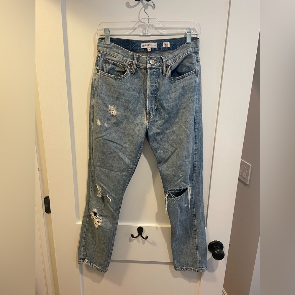 RE/DONE high waisted straight leg Denim